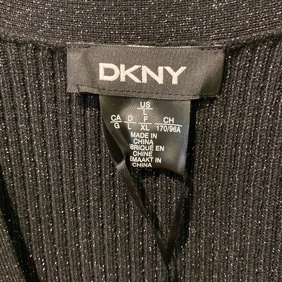 DKNY Sparkly Fitted Black Belted Midi Dress NWT - Picture 9 of 15